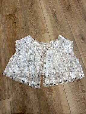 Vintage handmade Edwardian style white lace cropped vest
